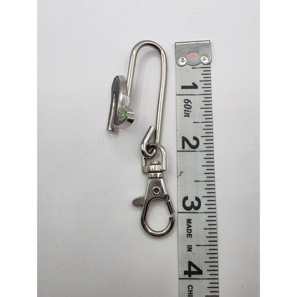 Alexx Purse Hook Keyring Bag Hanger Black w\ Green High Heel Sivertone - Picture 5 of 5